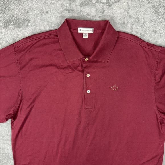 Peter Millar Polo Shirt‎ Mens Large Red Maroon Diamond Creek Golf RARE EUC - Picture 4 of 9